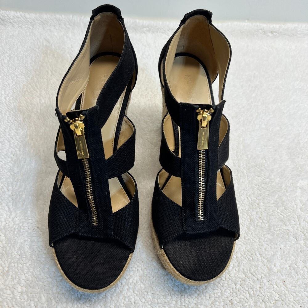Michael Kors Womens Sandals Damita Wedge Zip Black Size 10M